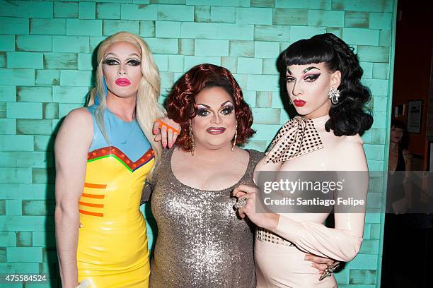 Pearl, Ginger Minj and Violet Chachki attend "RuPaul's Drag Race" Season 7 Finale And Coronation at Stage48 on June 1, 2015 in New York City.