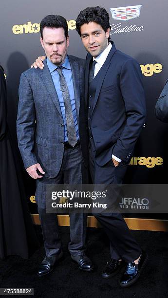 Actors Kevin Dillon and Adrian Grenier arrive at Warner Bros. Pictures Premiere of 'Entourage' at Regency Village Theatre on June 1, 2015 in...