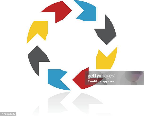 color chevron chart icon - large circle infographic stock illustrations