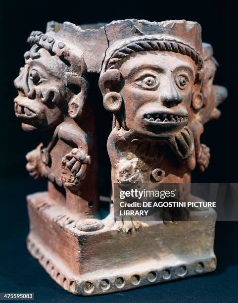 Four-faced bracere, ceramic, from the Highlands, Guatemala. Mayan civilisation, Postclassic Period. Guatemala City, Museo Nacional De Arqueología E...