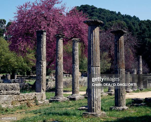 Doric colonnade of the palaestra , Olympia , Greece. Greek civilisation, 3rd century BC.