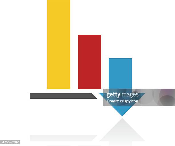 color bar graph icon - decrease infographic stock illustrations