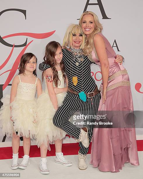 Designer Betsey Johnson and Lulu Johnson with daughters attend the 2015 CFDA Fashion Awards at Alice Tully Hall at Lincoln Center on June 1, 2015 in...