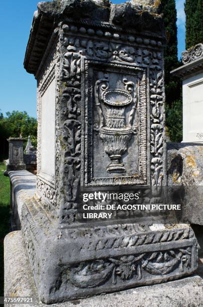 Detail from a burial ground in the Roman cemetery, Aquileia, Friuli -Venezia Giulia, Italy. Roman civilisation, 1st-4th century.