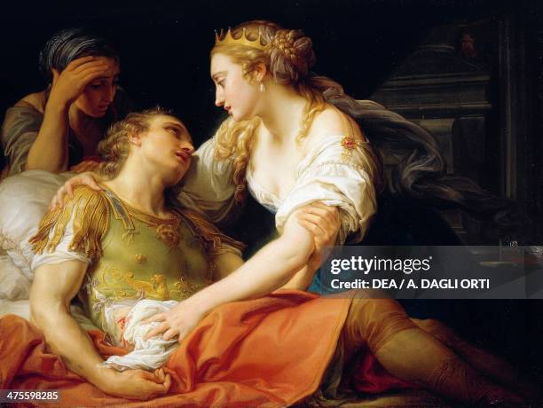 The Death of Mark Antony by Pompeo Batoni , oil on canvas, 76x100 cm. 18th century. Brest, Musee Des Beaux-Arts