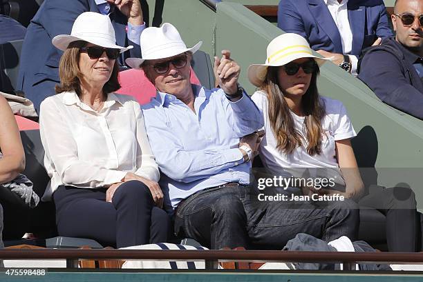Beatrice Leeb, Michel Leeb and their daughter Elsa Leeb attend day 9 of the French Open 2015 at Roland Garros stadium on June 1, 2015 in Paris,...