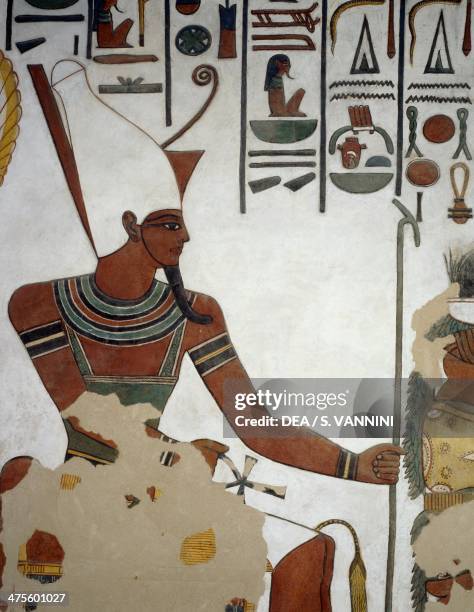 Atun, detail from the frescoes in the second chamber of the Tomb of Nefertari, Valley of Queens, Luxor, Thebes . Egyptian civilisation, New Kingdom,...