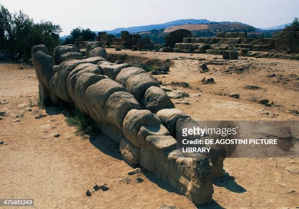 Cast of a Telamon, Temple of Olympian Zeus, Agrigento , Sicily, Italy. Greek civilisation.