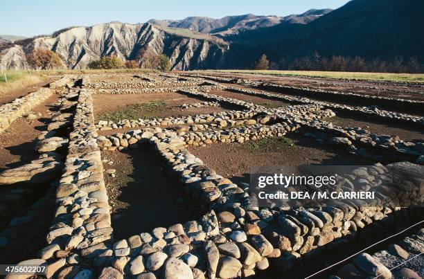 View of the ruins of Marzabotto, Emilia Romagna, Italy. Etruscan civilisation, 6th century BC.