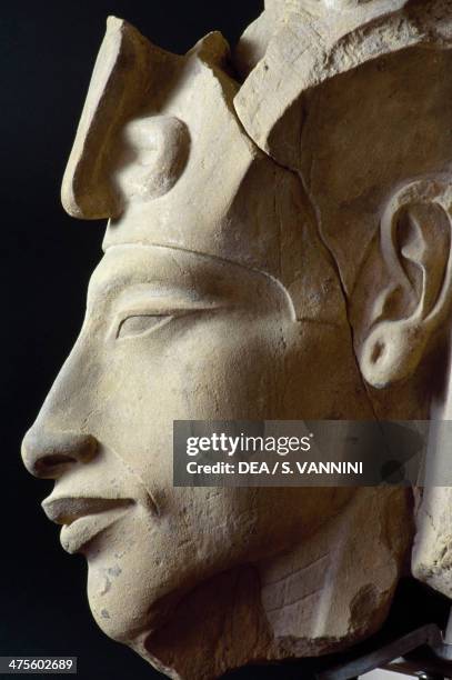 Statue depicting the face of Akhenaten . Egyptian civilisation, New Kingdom, Dynasty XVIII. Cairo, Egyptian Museum