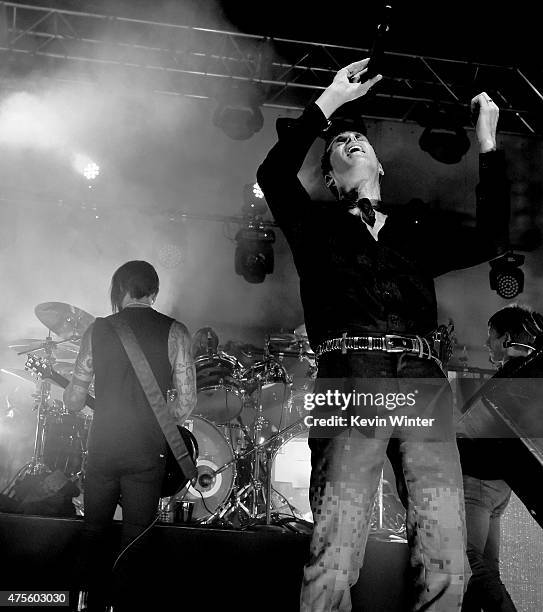 Musicians Dave Navarro and Perry Farrell of Jane's Addiction perform at the after party for the premiere of Warner Bros. Pictures' "Entourage" on...