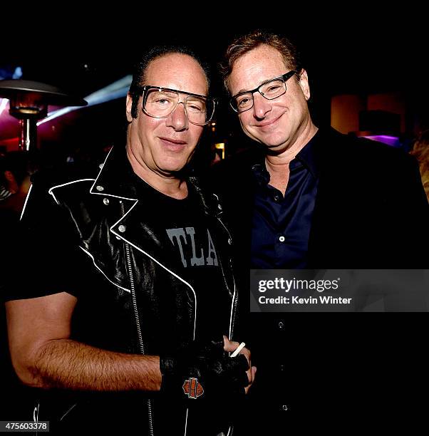 Comedians Andrew "Dice" Clay and Bob Saget pose at the after party for the premiere of Warner Bros. Pictures' "Entourage" on June 1, 2015 in Los...