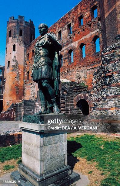 Statue of Julius Caesar, Porta Palatina, Turin, Piedmont, Italy. Roman civilisation, 1st century BC.