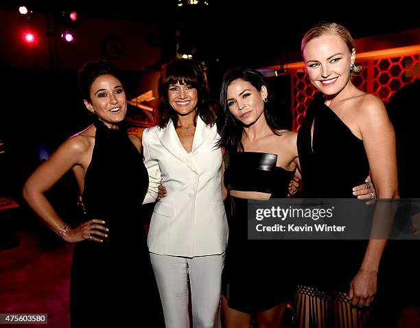 Actresses Emmanuelle Chriqui, Carla Gugino, Jenna Dewan Tatum and Malin Akerman pose at the after party for the premiere of Warner Bros. Pictures'...