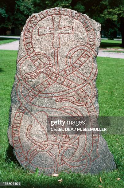 Rune stone, Oland island, Sweden. Viking civilisation, 11th century.