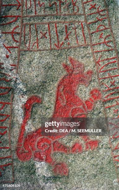 Rune stone, Oland island, Sweden. Viking civilisation.