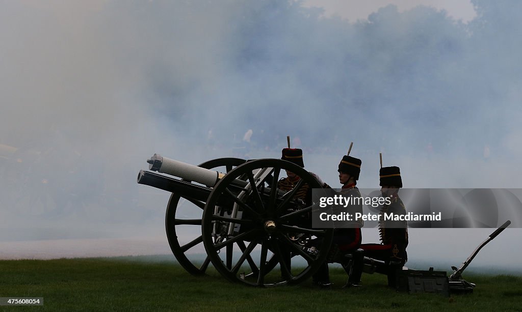 A 41 Gun Salute Marks The Anniversary Of The Queen's Coronation
