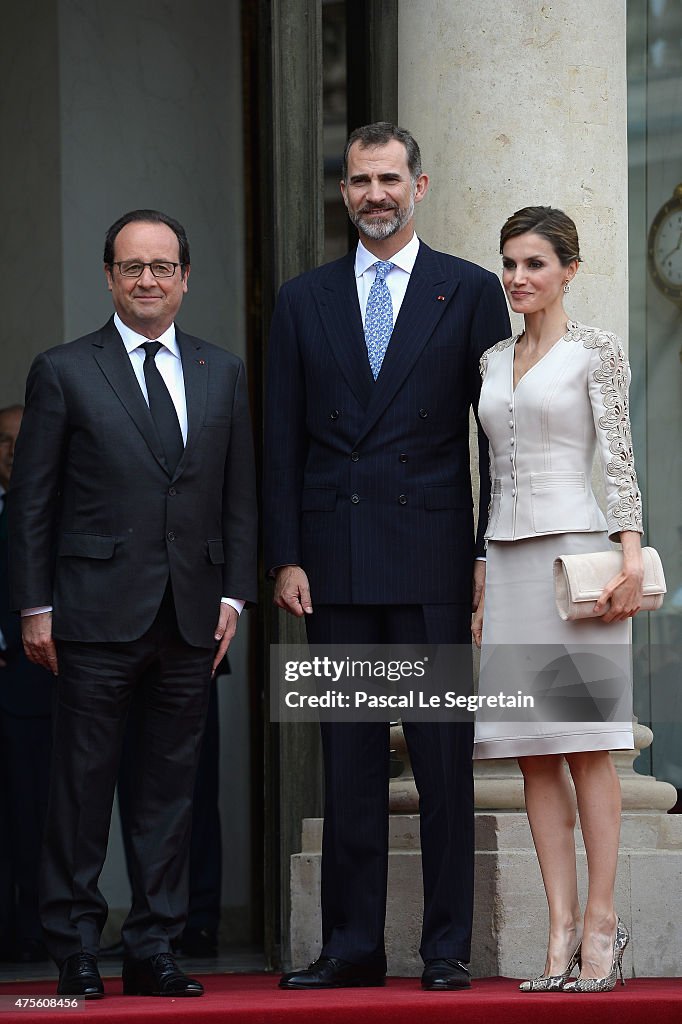 King Felipe Of Spain and Queen Letizia Of Spain On Official Visit In France : Day 1