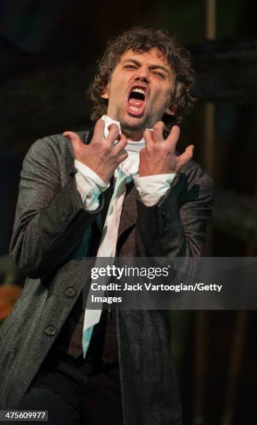 German tenor Jonas Kaufmann performs during the final dress rehearsal of the Metropolitan Opera/Richard Eyre production's of 'Werther' , prior to its...