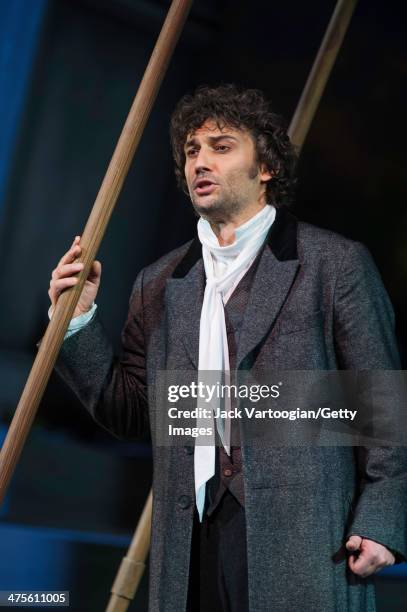 German tenor Jonas Kaufmann performs during the final dress rehearsal of the Metropolitan Opera/Richard Eyre production's of 'Werther' , prior to its...