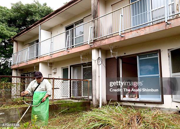 Yakushima city staffs prepare for accommodation for Kuchinoerabu Island evacuees on June 2, 2015 in Yakushima, Kagoshima, Japan. Mount Shindake on...