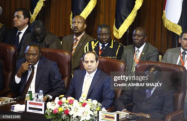 Egyptian President Abdel Fattah al-Sisi attends Sudanese President Omar al-Bashir's swearing in ceremony for another term of five years at the...