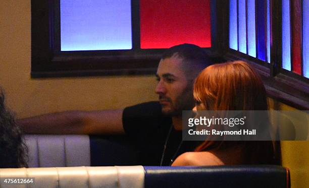 Singer Rihanna and French professional footballer Karim Benzema seen at Coppella Restaurant in Soho on June 2, 2015 in New York City.