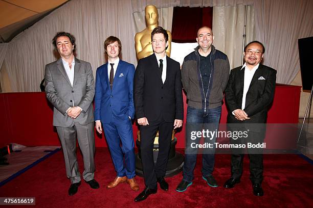 Directors Paolo Sorrentino, Felix Van Groeningen, Thomas Vinterberg, Hany Abu-Assad and Rithy Panh attend the 86th Annual Academy Awards - FLFA photo...