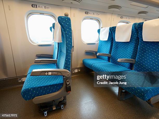 Seats inside an N700 series Shinkansen bullet train.