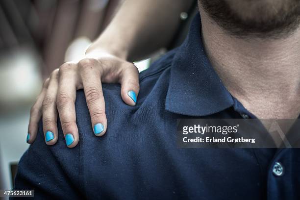 colourful nails - 青のネイル ストックフォトと画像