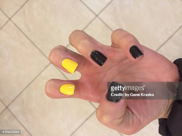 colourful nails - black nail polish stock pictures, royalty-free photos & images