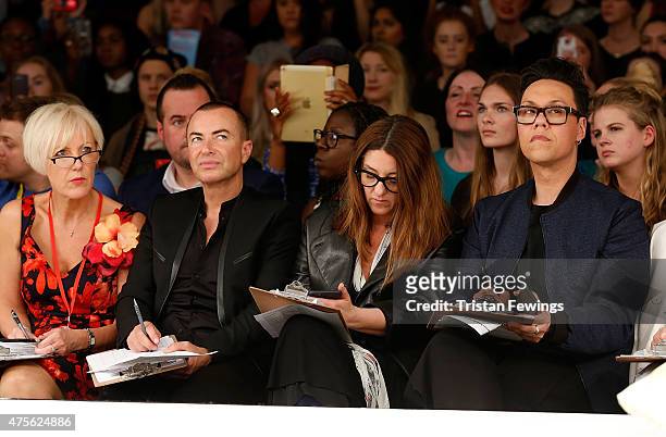 Julien Macdonald and Gok Wan during the Best of Graduate Fashion Week show on day 4 of Graduate Fashion Week at The Old Truman Brewery on June 2,...