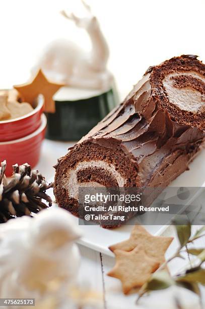 food porn - christmas log stock pictures, royalty-free photos & images