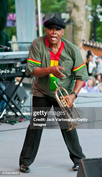 South African Jazz musician Hugh Masekela performs onstage at Central Park SummerStage, New York, New York, June 26, 2011.