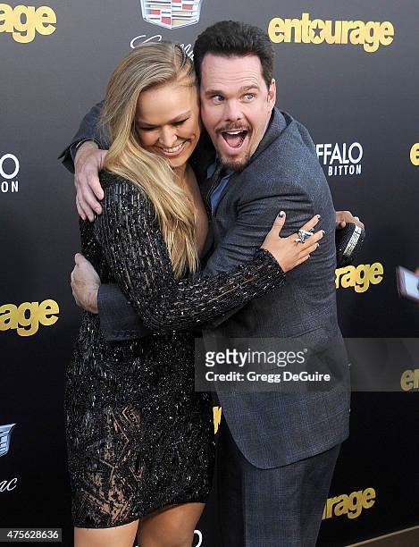 Actress/MMA fighter Ronda Rousey and actor Kevin Dillon arrive at the Los Angeles premiere of "Entourage" at Regency Village Theatre on June 1, 2015...