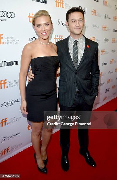 Writer/Director/Actor Joseph Gordon-Levitt and actress Scarlett Johansson arrive at the "Don Jon" Premiere during the 2013 Toronto International Film...