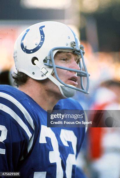 Mike Curtis of the Baltimore Colts looks on from the sidelines during an NFL Football game circa 1972 at Memorial Stadium in Baltimore, Maryland....