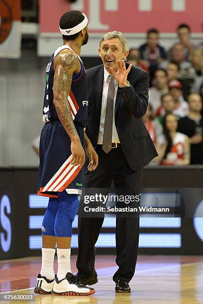 Svetislav Pesic, Head Coach of FC Bayern Munich in action during the 2013-2014 Turkish Airlines Euroleague Top 16 Date 8 game between FC Bayern...