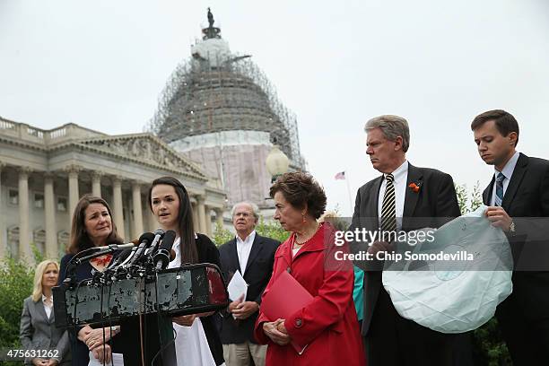 Angelina Sujata tells the story of how she was injured three years ago by a defective Takata airbag during a news conference with Rep. Diane DeGette...