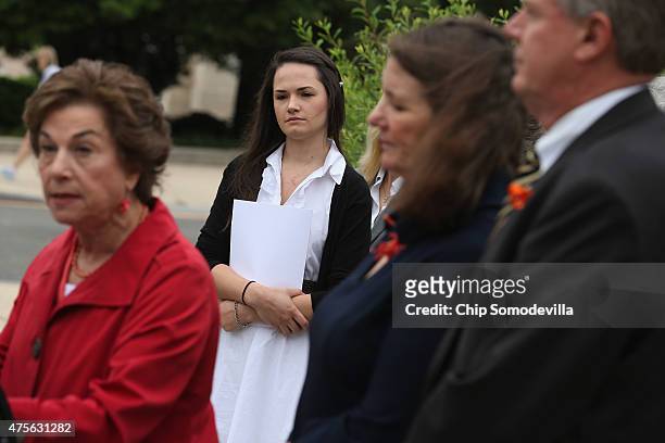 Rep. Jan Schakowsky , Angelina Sujata, Rep. Diane DeGette and Rep. Frank Pallone hold a news conference with outside the U.S. Capitol June 2, 2015 in...