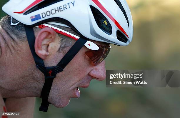 Bevan Docherty of New Zealand during the bike leg of the New Zealand Ironman on March 1, 2014 in Taupo, New Zealand.