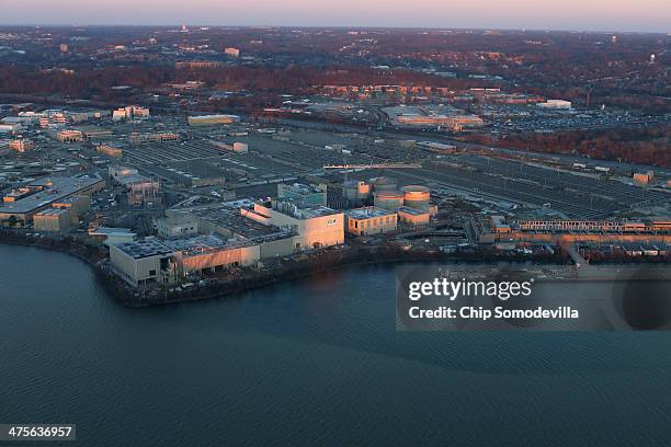 The District of Columbia's Blue Plains Advanced Wastewater Treatment Plant is seen along the Potomac River February 26, 2014 in Washington, DC.