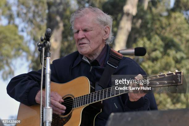 Doc Watson performs at Hardly Strictly Bluegrass festival in Golden Gate Park in San Francisco, California on October 3, 2009.