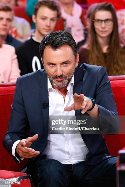 Host Frederic Lopez attends the 'Vivement Dimanche' French TV Show at Pavillon Gabriel on June 2, 2015 in Paris, France.
