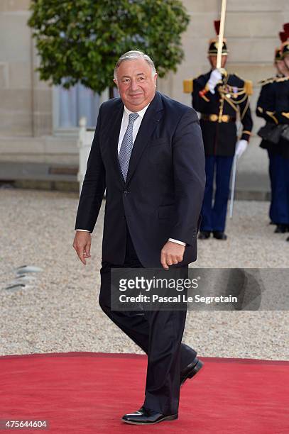 French Senate President Gerard Larcher arrives for the State Dinner offered by French President François Hollande at the Elysee Palace on June 2,...