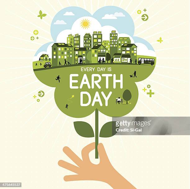 earth day - houses in the sun stock illustrations