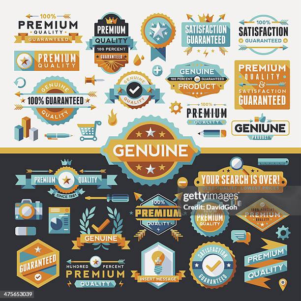 flat ui style labels complete set - bold typography stock illustrations