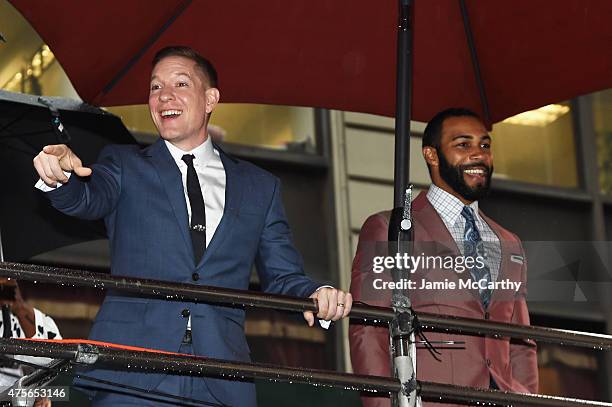 Actors Joseph Sikora and Omari Hardwick arrive at the "Power" season two premiere event with a special performance from 50 Cent, G-Unit and other...