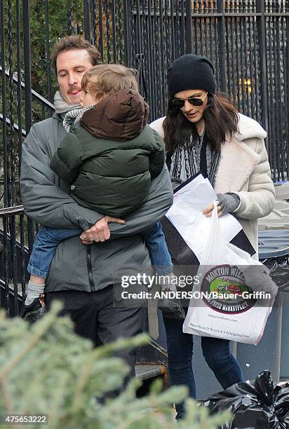 Darren Aronofsky, Rachel Weisz with their son Henry Chance are seen on January 05, 2011 in New York City.