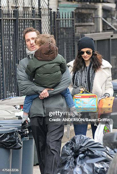 Darren Aronofsky, Rachel Weisz with their son Henry Chance are seen on January 05, 2011 in New York City.